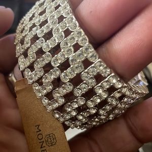 Monet Silver Tone Stretch Bracelet